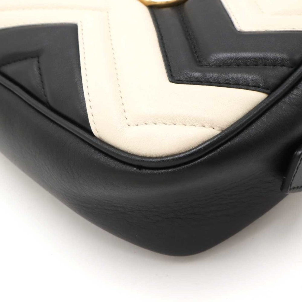 GUCCI GG Marmont quilted shoulder bag, pochette, chain bicolor leather, black... - Picture 4 of 10